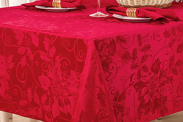 OEM Christmas Jacquard Tablecloth Waterproof Damask Floral Pattern Table Cloth, Heavy Weight Wipeable Wrinkle Free Table Covers For Dinner Or Daily Uses