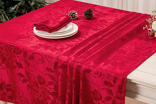 OEM Christmas Jacquard Tablecloth Waterproof Damask Floral Pattern Table Cloth, Heavy Weight Wipeable Wrinkle Free Table Covers For Dinner Or Daily Uses