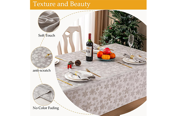 OEM Christmas Jacquard Tablecloth Waterproof Damask Floral Pattern Table Cloth, Heavy Weight Wipeable Wrinkle Free Table Covers For Dinner Or Daily Uses