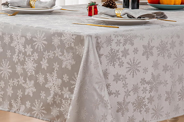 OEM Christmas Jacquard Tablecloth Waterproof Damask Floral Pattern Table Cloth, Heavy Weight Wipeable Wrinkle Free Table Covers For Dinner Or Daily Uses