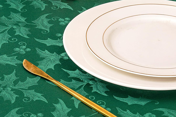 OEM Christmas Jacquard Tablecloth Waterproof Damask Floral Pattern Table Cloth, Heavy Weight Wipeable Wrinkle Free Table Covers For Dinner Or Daily Uses