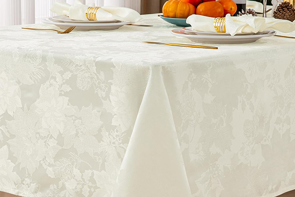 OEM Christmas Jacquard Tablecloth Waterproof Damask Floral Pattern Table Cloth, Heavy Weight Wipeable Wrinkle Free Table Covers For Dinner Or Daily Uses