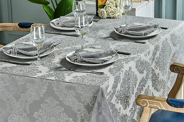 OEM Rectangle Table Cloth, Waterproof Wrinkle Resistant Washable Jacquard Polyester Oblong Rectangular Tablecloth, Fabric Table Cover Kitchen Dining Dinner