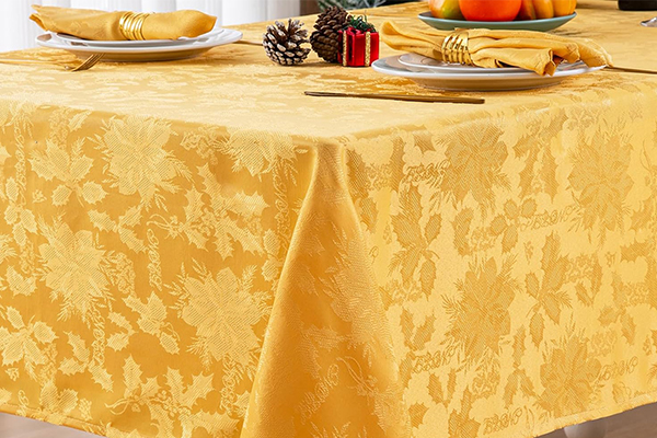 OEM Christmas Jacquard Tablecloth Waterproof Damask Floral Pattern Table Cloth, Heavy Weight Wipeable Wrinkle Free Table Covers For Dinner Or Daily Uses