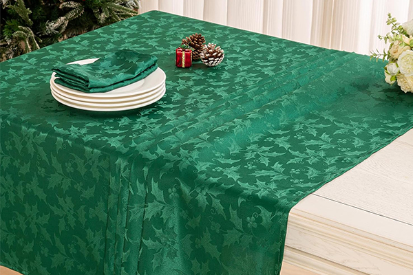 OEM Christmas Jacquard Tablecloth Waterproof Damask Floral Pattern Table Cloth, Heavy Weight Wipeable Wrinkle Free Table Covers For Dinner Or Daily Uses