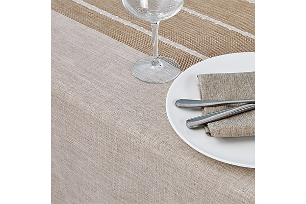 Square Table Cloth Linen Farmhouse Tassel Tablecloth Wrinkle Free and Dust-Proof Decorative Embroidered Fabric Table Cover for Kitchen