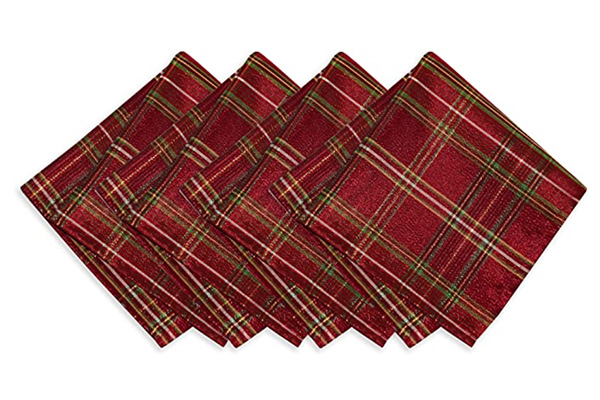 Home Fashions Shimmering Plaid Metallic Holiday Fabric Tablecloth